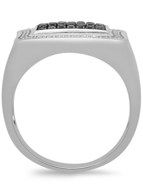MACY'S Men's Black & White Diamond Ring (1/2 ct. t.w.) in Sterling Silver
