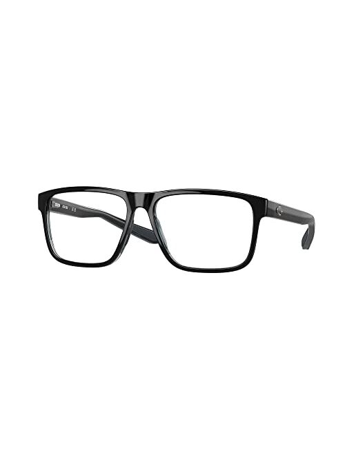 Costa Del Mar Men's Ocean Ridge 600 Rectangular Prescription Eyewear Frames, Black/Smoke/Teal Crystal/Demo Lens, 54 mm