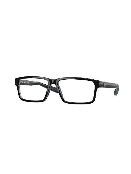 Costa Del Mar Men's Ocean Ridge 610 Rectangular Prescription Eyewear Frames, Black/Smoke/Teal Crystal/Demo Lens, 53 mm