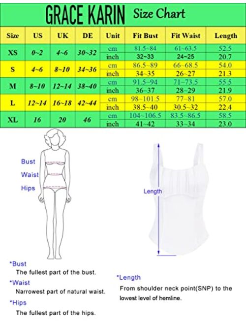 GRACE KARIN Bustier Corset Top for Women Sexy Slim Cami Tank Top Black White Summer Sleeveless Party