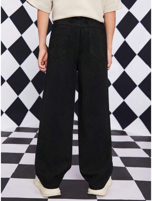 Shein Tween Boy Solid Wide Leg Jeans