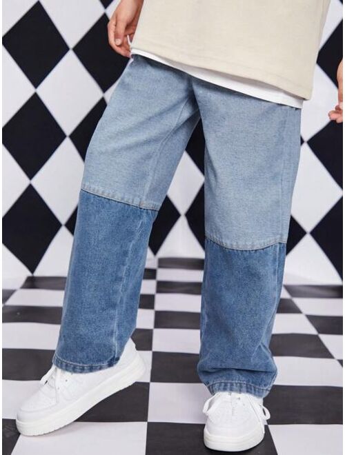 Shein Tween Boy Two Tone Wide Leg Jeans