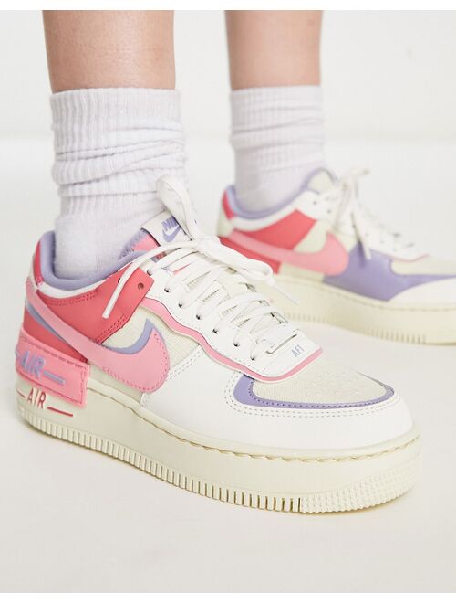 Nike Air Force 1 Shadow sneakers in white and pink