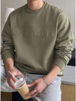 Men Letter Pattern Drop Shoulder Sweatshirt