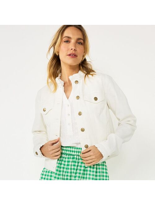 Women's DRAPER JAMES RSVP Ruffle Trim Denim Jacket