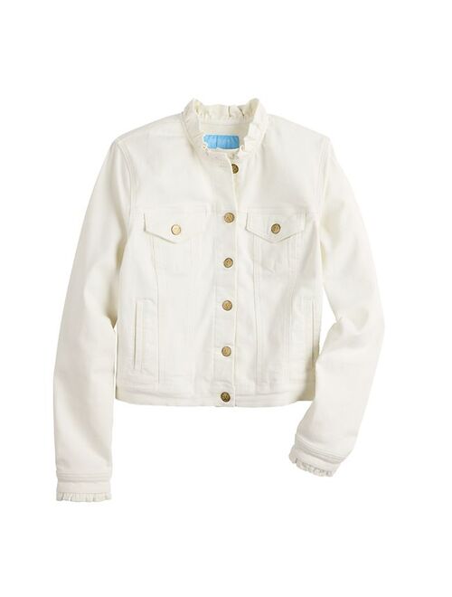 Women's DRAPER JAMES RSVP Ruffle Trim Denim Jacket