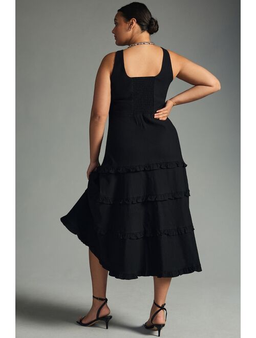 By Anthropologie The Blythe Square-Neck Tiered Dress