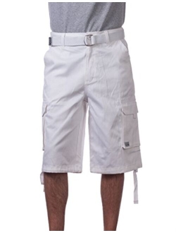 Men's Cotton Twill Cargo Shorts with Belt - Regular and Big & Tall Sizes