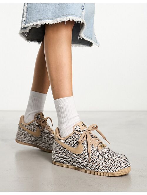 Nike Air Force 1 LX Womens World Cup sneakers in brown all over print