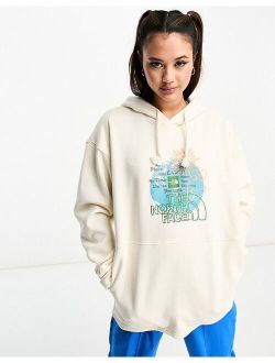 oversized back print hoodie in off white