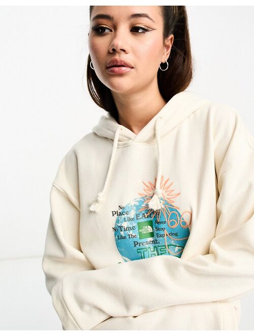 The North Face oversized back print hoodie in off white
