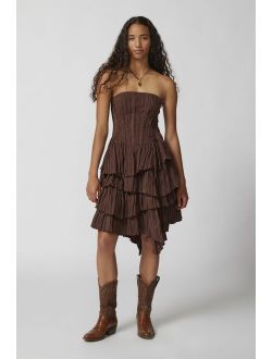 UO Renee Lace-Up Tiered Midi Dress
