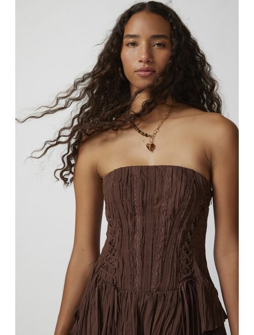 Urban Outfitters UO Renee Lace-Up Tiered Midi Dress