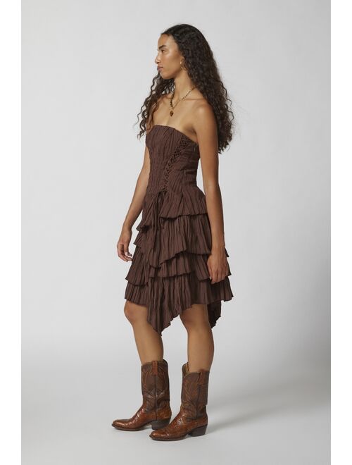Urban Outfitters UO Renee Lace-Up Tiered Midi Dress