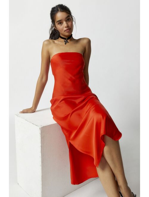 Urban Outfitters UO Rina Satin Strapless Midi Dress