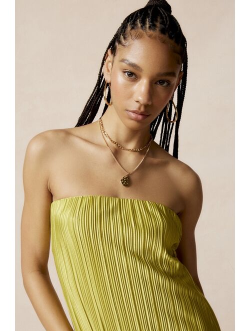 Urban Outfitters UO Brittany Plisse Textured Strapless Midi Dress
