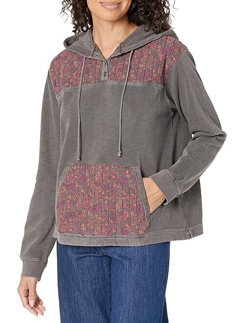 Lucky Brand Floral Blocked Henley Pullover