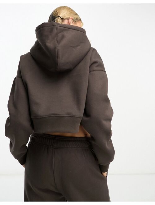 Dickies oakport cropped hoodie in dark brown
