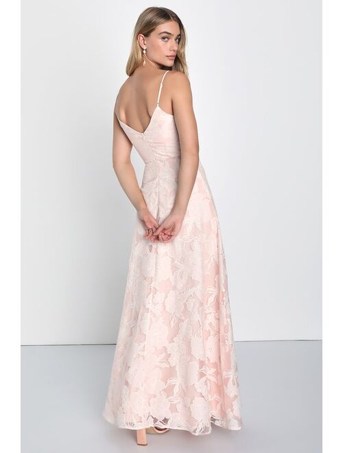 Lulus Celebrative Mood Blush Pink Floral A-Line Maxi Dress