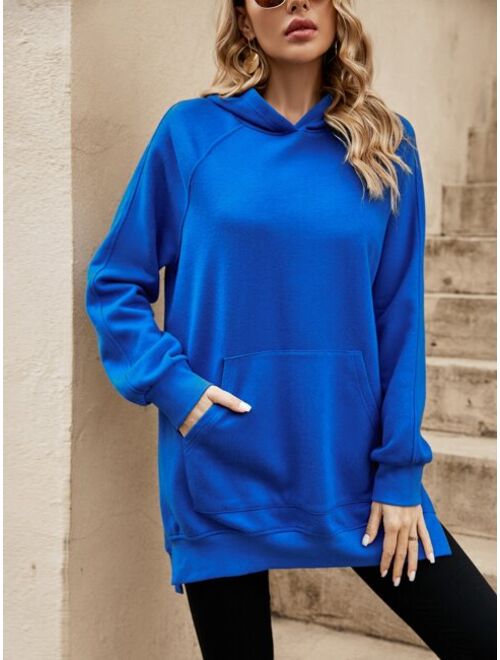 SHEIN LUNE Raglan Sleeve Split Hem Hoodie