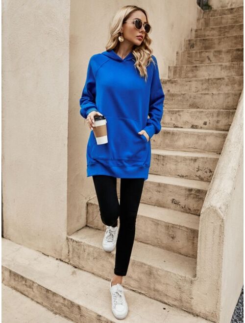 SHEIN LUNE Raglan Sleeve Split Hem Hoodie