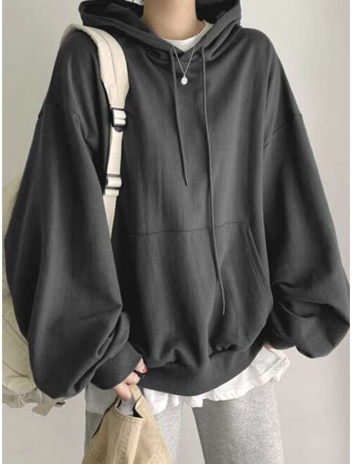 DAZY Kangaroo Pocket Drawstring Oversized Hoodie