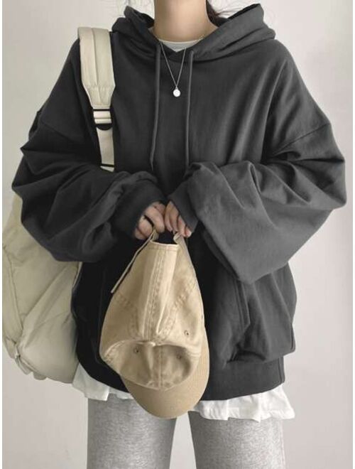 DAZY Kangaroo Pocket Drawstring Oversized Hoodie