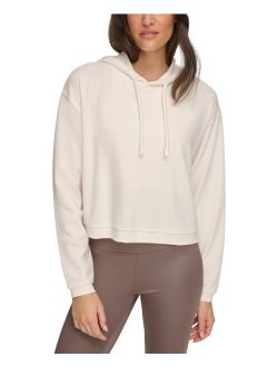 Marc New York Andrew Marc Sport Women's Pebble Textured Knit Cropped Hoodie