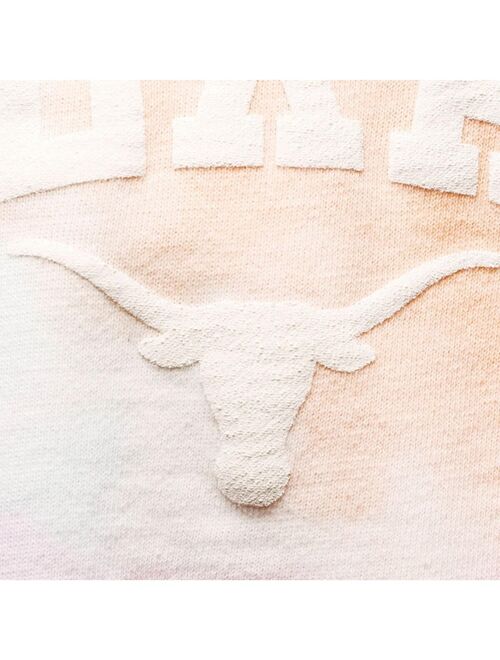 Women's League Collegiate Wear Pink, White Texas Longhorns Tie-Dye Cropped Pullover Hoodie