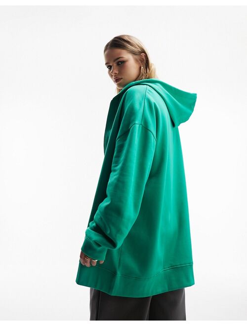 ASOS Curve ASOS DESIGN Curve oversized zip through hoodie in green