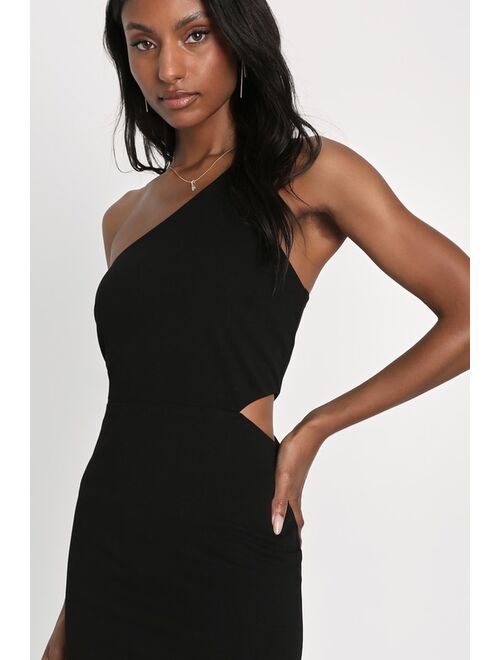 Lulus Idyllic Impression Black One-Shoulder Cutout Maxi Dress