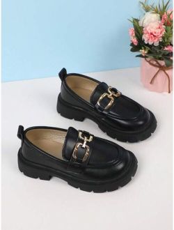 Girls Chain Decor Non Slip Flat Loafers For Outdoor