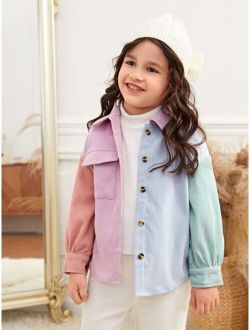 Kids EVRYDAY Toddler Girls Color Block Flap Pocket Corduroy Shirt