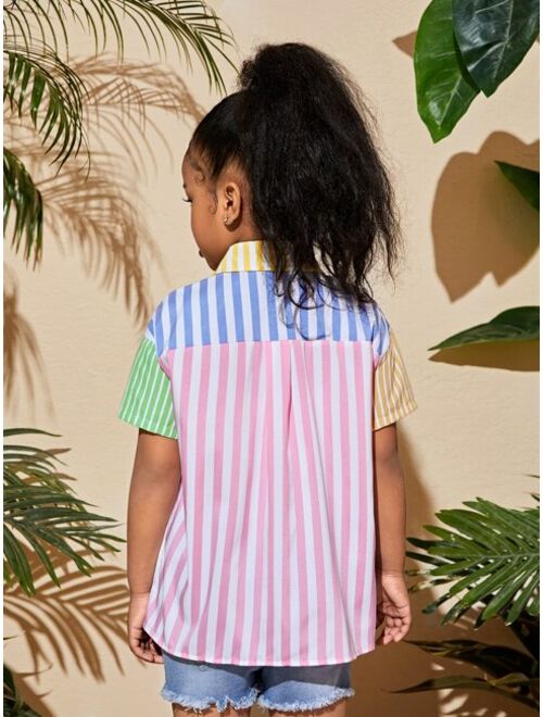 SHEIN Kids Cooltwn Girls Striped Print Shirt