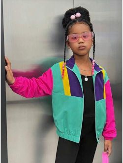 Kids Cooltwn Tween Girl Colorblock Zip Up Jacket