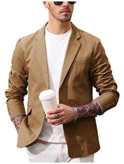 Men's Cotton Twill Blazer Jacket Lightweight Casual Slim Fit Sport Coat