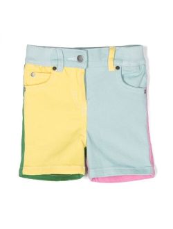 Kids colour-block panelled shorts