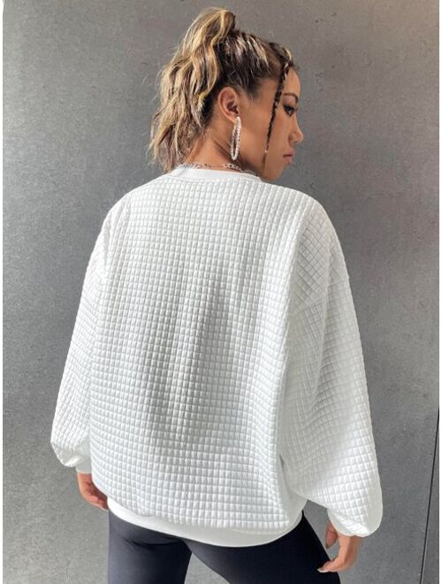 SHEIN EZwear Letter Patched Drop Shoulder Sweatshirt