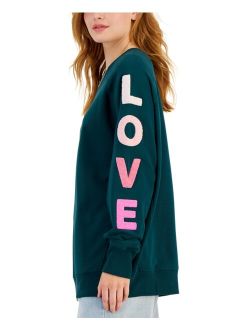 Rebellious One Juniors' Love Sleeve Crewneck Sweatshirt