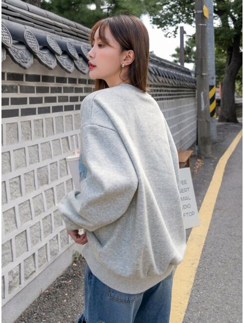 DAZY Mountain Slogan Graphic Drop Shoulder Thermal Pullover
