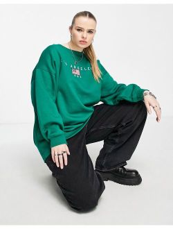 Plus relaxed sweatshirt with LA graphic in green