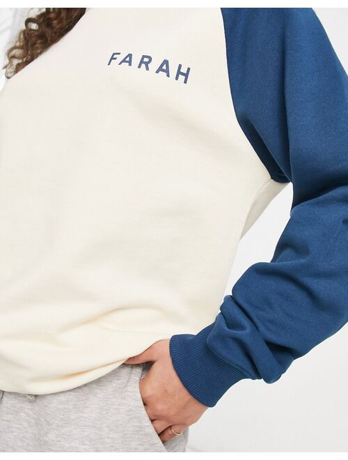 Farah Wicke raglan boyfriend fit sweatshirt in white and blue