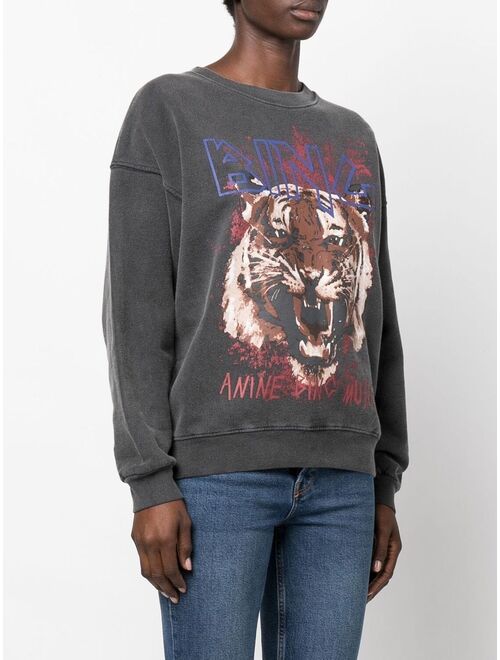 ANINE BING Tiger garment-dyed sweatshirt