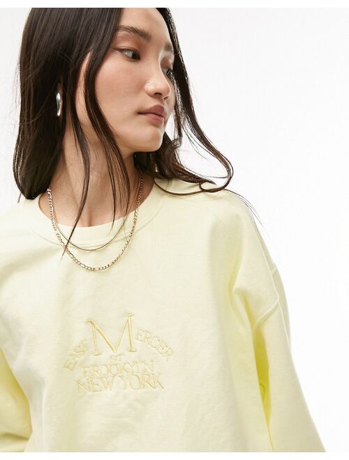 Topshop embroidered city graphic vintage wash sweatshirt in butter yellow - part of a set