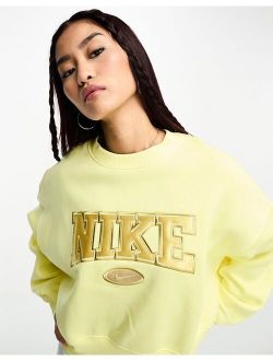 retro fleece sweatshirt in yellow