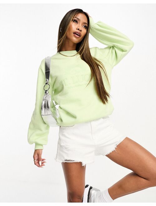Threadbare oversized sweater with embroidery in lime