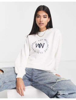 Threadbare Fitness Dixie embroidered wellness sweater in white