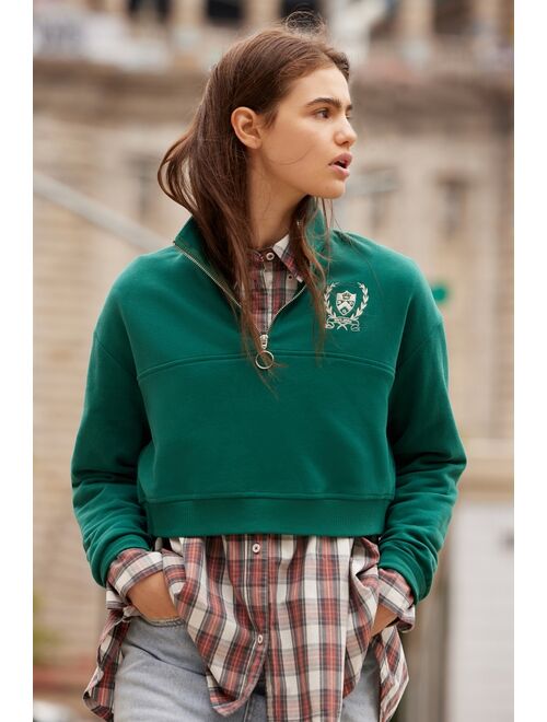 BDG Angie Cropped Quarter-Zip Sweatshirt
