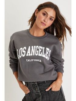Prince Peter Los Angeles Dark Grey Graphic Pullover Sweatshirt