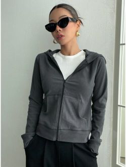 Letter Graphic Zip Up Hoodie